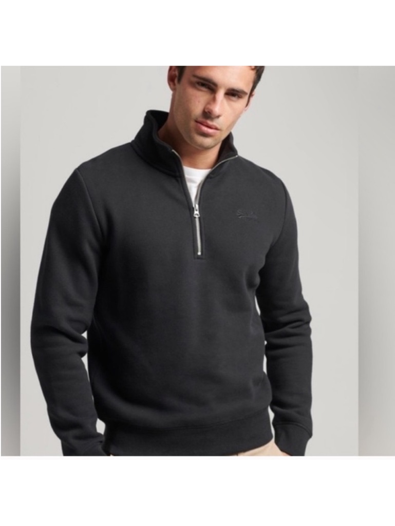 Burberry Men's Black Half-Zip Pullover Sweater